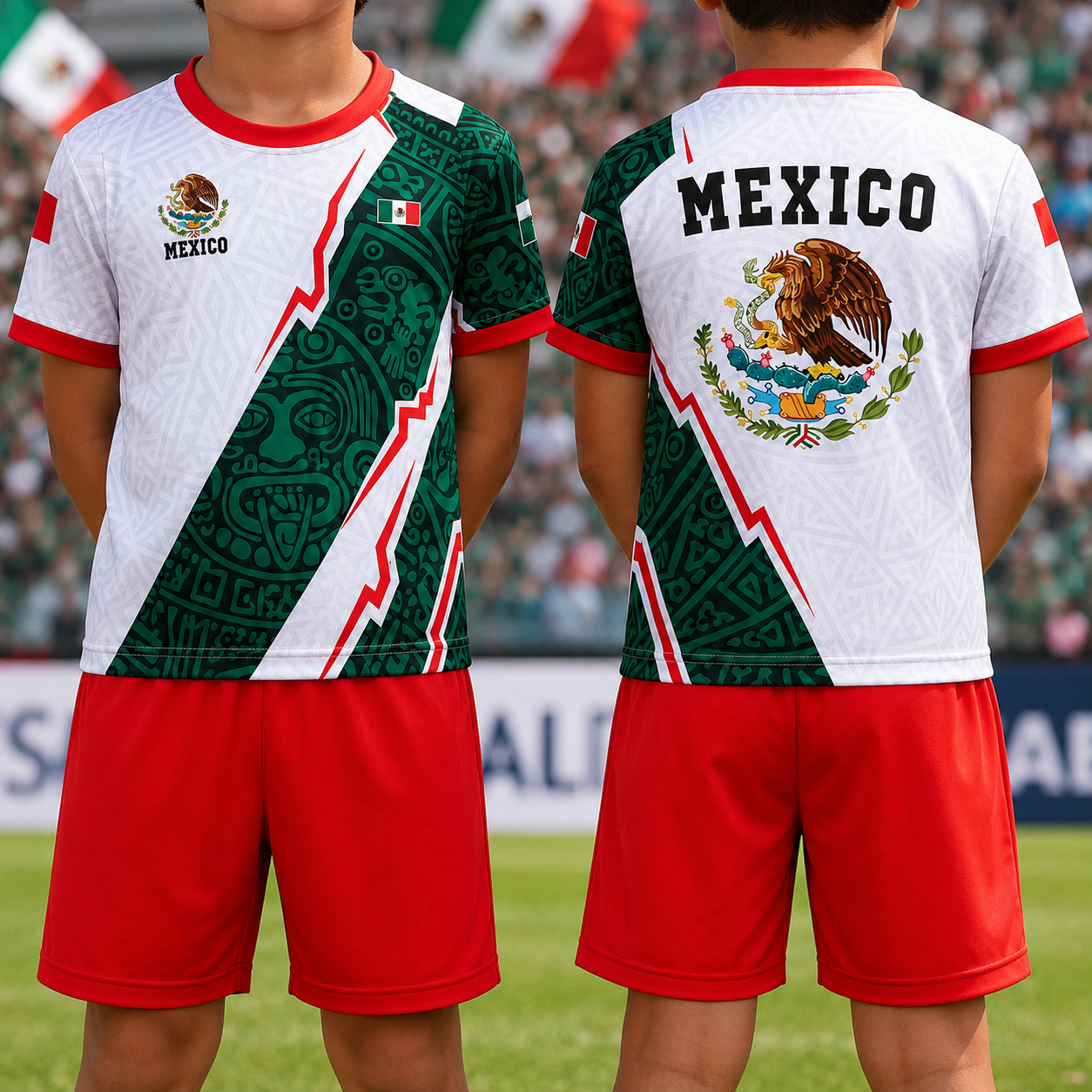 Aztec Eagle Pattern Kids Soccer Kit