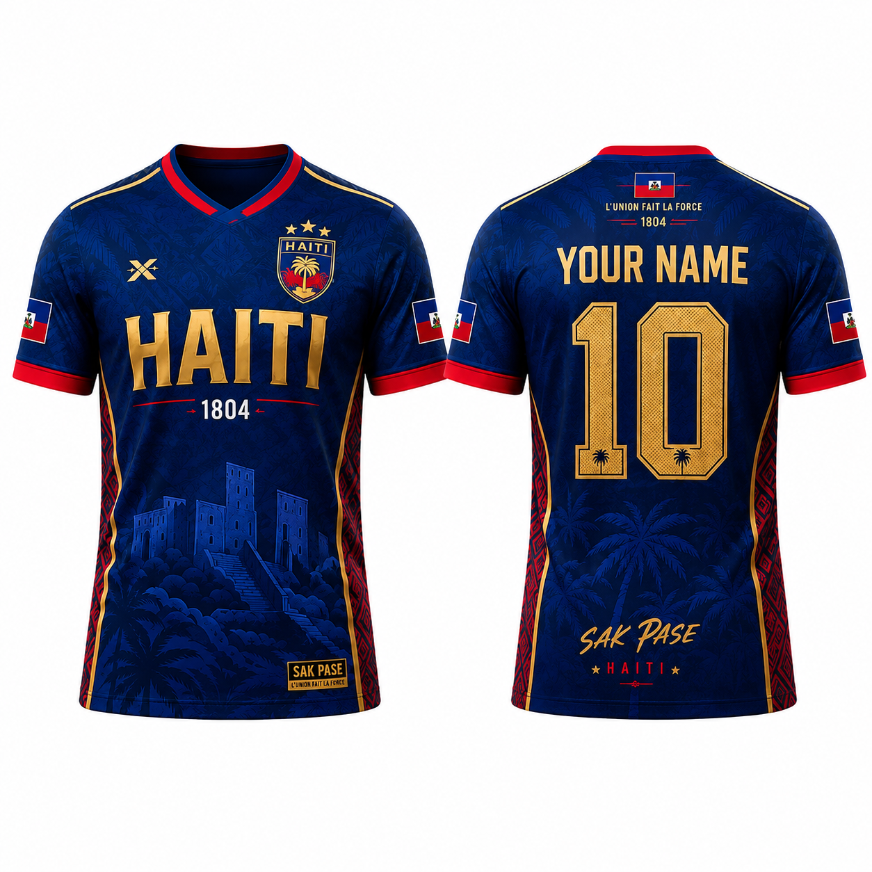 Custom Navy & Gold Haiti 2026 Soccer Jersey