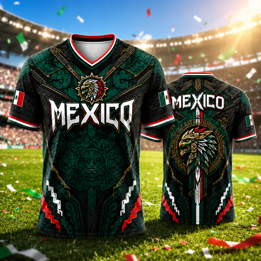 Mexico World Cup Eagle Warrior Soccer Jersey 🦅 Aztec Calendar Shirt