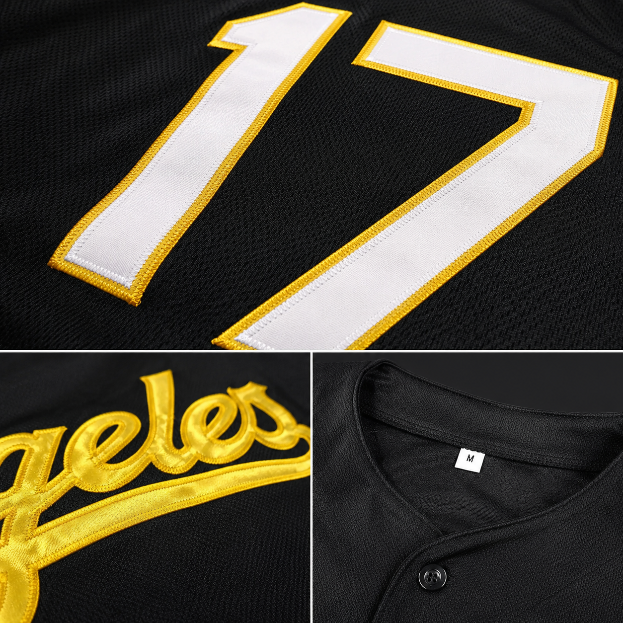 LA Ohtani #17 Embroidered Baseball Jersey - Streetwear Black & Gold