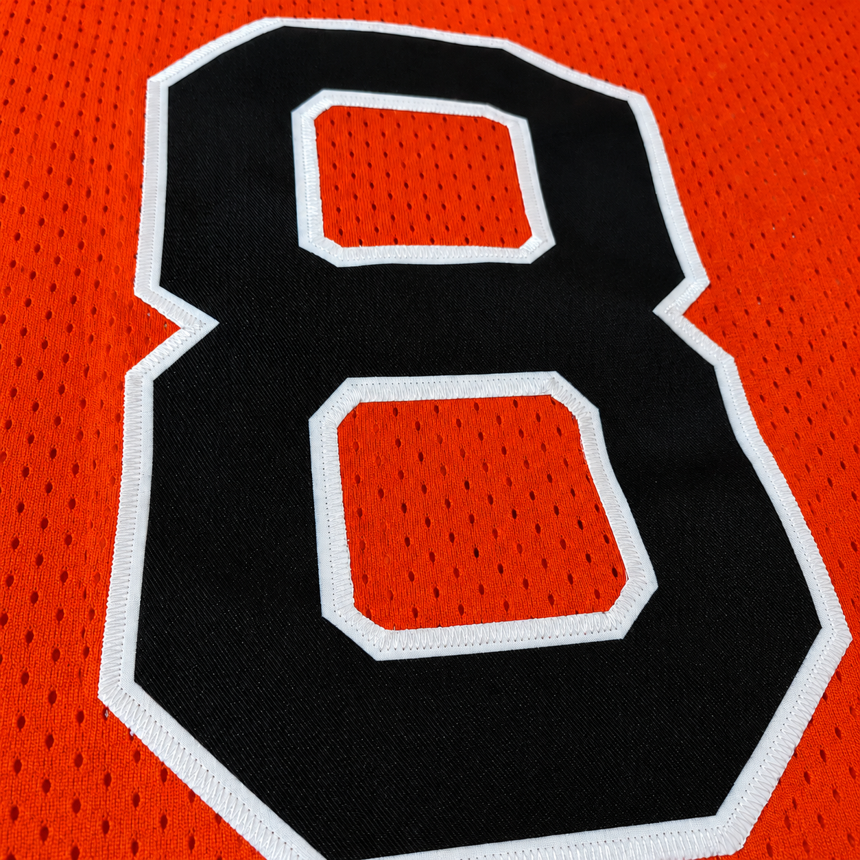 Vintage #8 Orange Embroidered Patched Streetwear Baseball Jersey