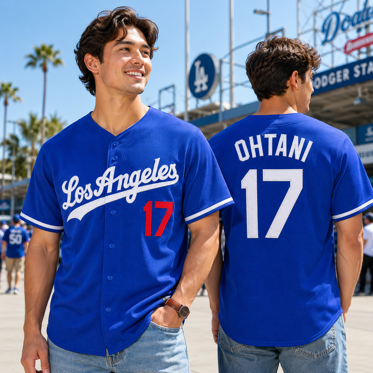 L.A. Ohtani #17 Embroidered Baseball Jersey – Premium Button-Down Streetwear