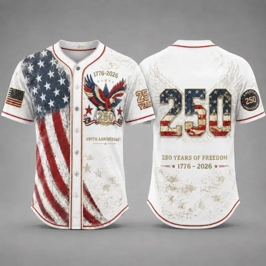 Camiseta de béisbol del 250 aniversario de EE. UU.