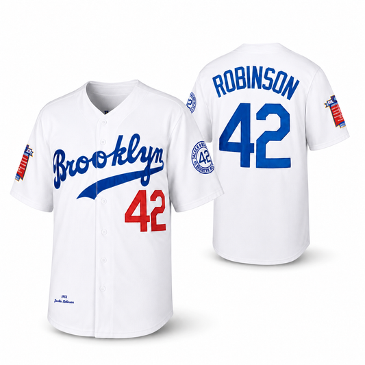 Brooklyn 42 Robinson Baseball Jersey White – Legend Vintage Embroidered Patches