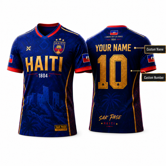 Custom Navy & Gold Haiti 2026 Soccer Jersey