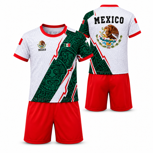 Aztec Eagle Pattern Kids Soccer Kit