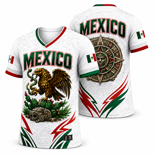 Rep Mexico Aztec Calendar and Eagle Heritage Soccer Jersey