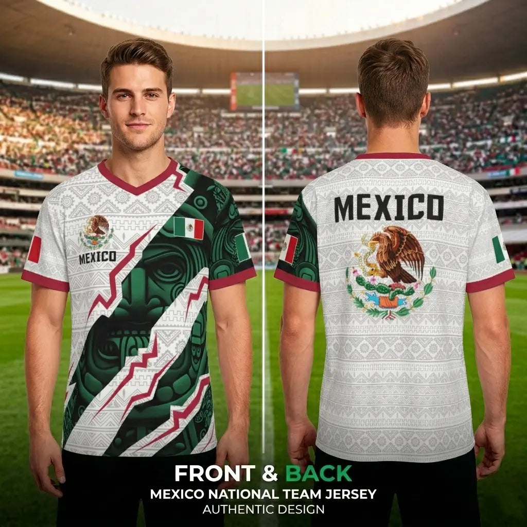 2026 Mexican Soccer Jersey | Mexico Aztec Calendar Style V-Neck Football Jersey for Players & Fans