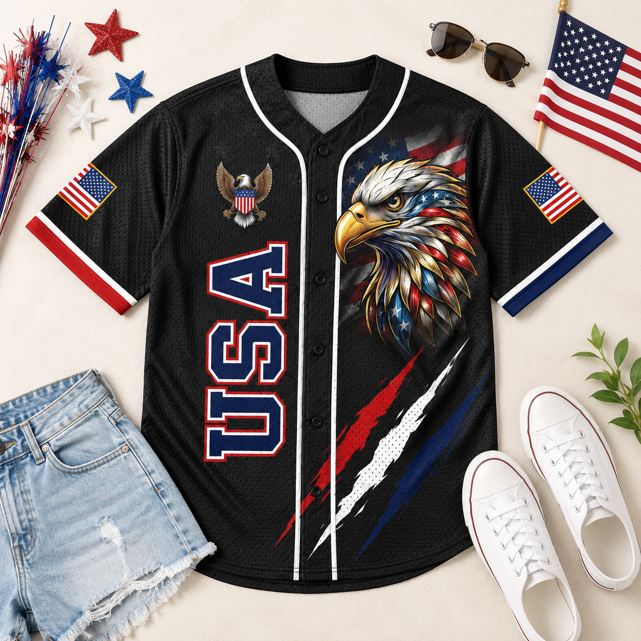 American Eagle 4th of July Baseball Jersey