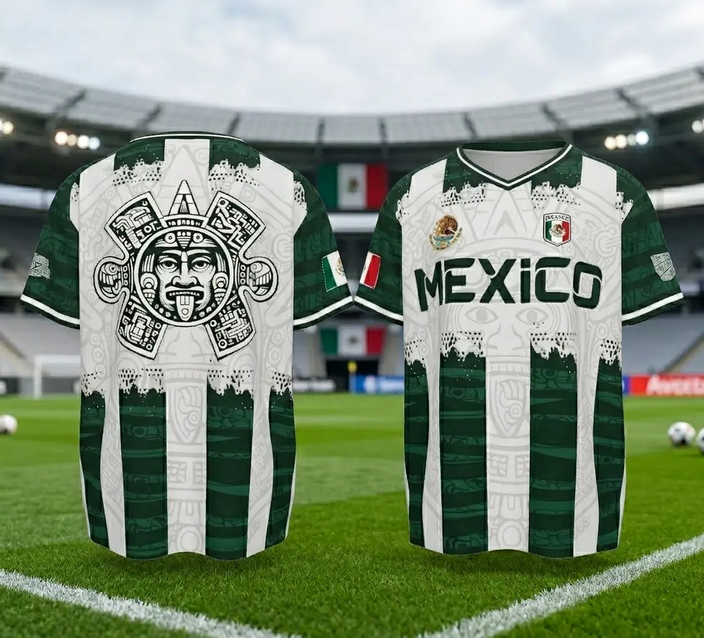 Mexico 2026 World Cup Aztec Calendar Retro Soccer Jersey